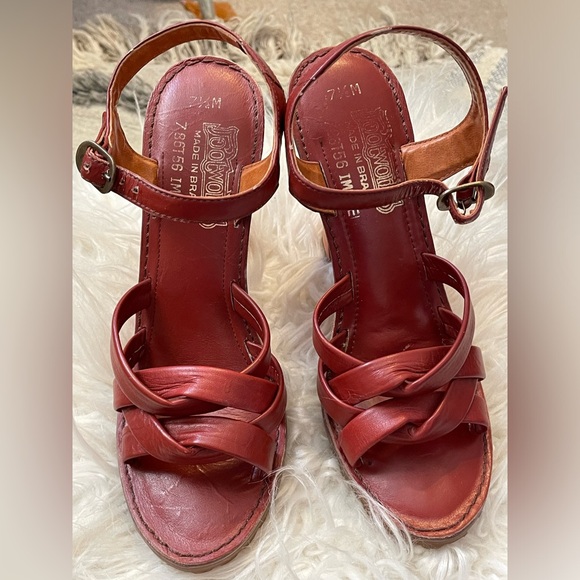 70’s Brazilian Platform Heels/ Braided Leather/Footworks Brasil/ Fits Size 6.5-7 - Picture 3 of 16